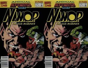 Namor The Sub-Mariner Annual #2 Newsstand Covers (1992) Marvel - 2 Comics