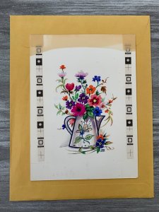 WISHING YOU THE BEST Colorful Flowers Coffee Pot 6.5x9 Greeting Card Art B8445