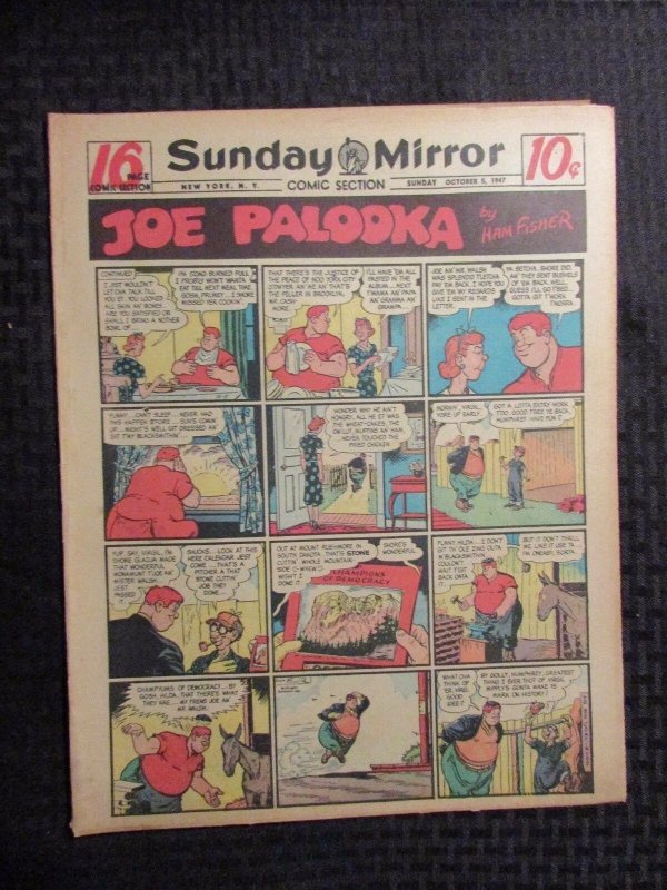 1947 Oct 5 Sunday Mirror Comic Section VG/FN 5.0 Superman / Joe Palooka 16pgs