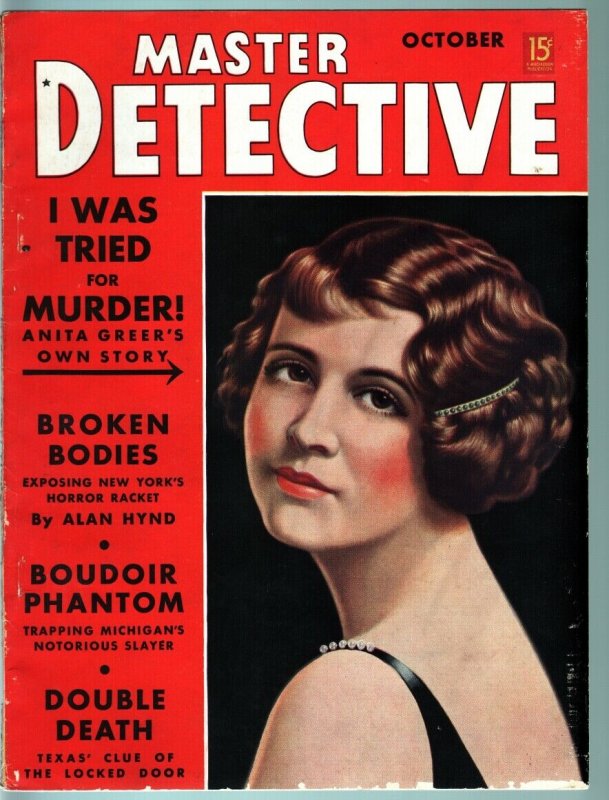 MASTER DETECTIVE OCT 1938-FN-PULP STYLE CRIME MAG-ANITA GREER CVR/ARTICLE FN