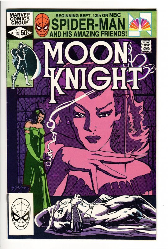 MOON KNIGHT 14 NM 9.4- 1st APP.STAINED GLASS SCARLET!; ON DISNEY+MARCH 30
