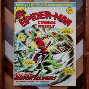 SPIDER-MAN COMICS WEEKLY #83 VF (Marvel UK 1974) Ft. QUICKSILVER plus THOR