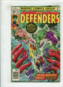 DEFENDERS #54 (9.2) DARK WATERS, SWIFT DOOM!! 1977