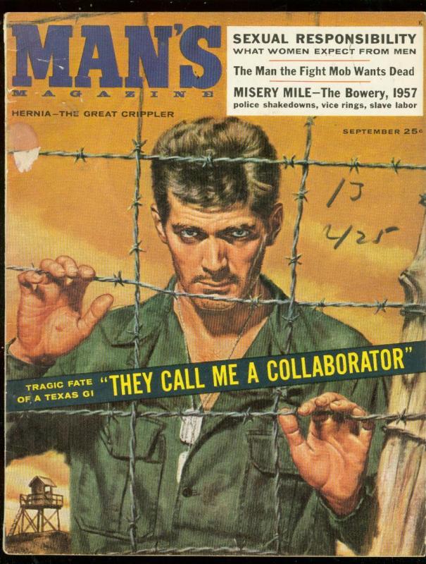 MAN'S MAGAZINE SEPT 1957-VICE RINGS-SLAVE LABOR-PULP VG