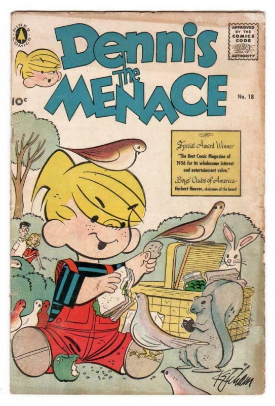 Dennis the Menace #18 Sept 1956 HERBERT HOOVER Boys Club of America AWARD Pines 