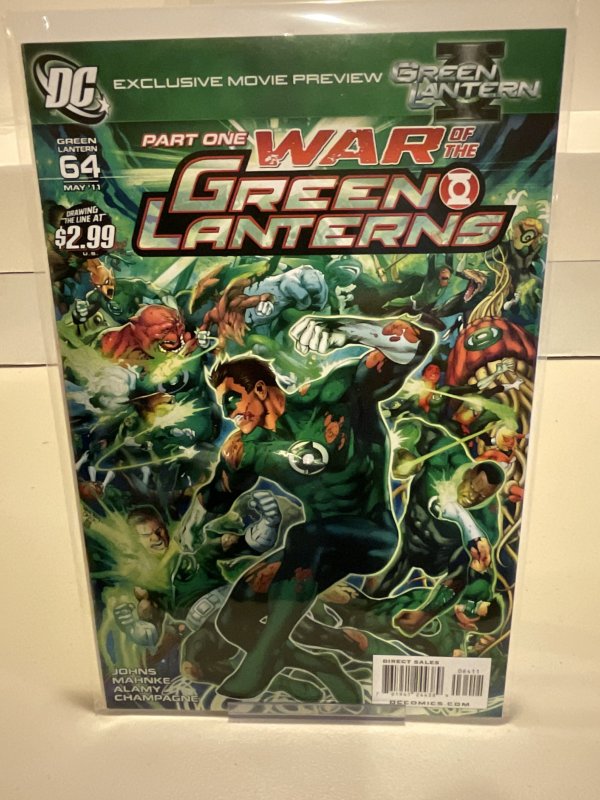 Green Lantern #64  2011  Geoff Johns!  War of the GLs!