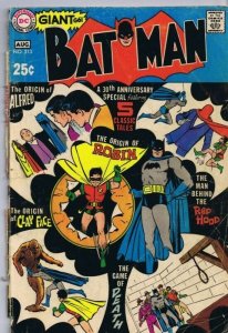 Batman #213 ORIGINAL Vintage 1969 DC Comics Origin of Robin / Clayface/ Alfred