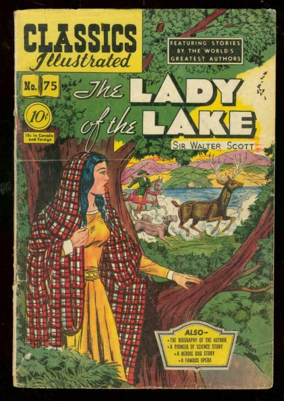 CLASSICS ILLUSTRATED #75 HRN 75-LADY OF THE LAKE-1ST ED VG