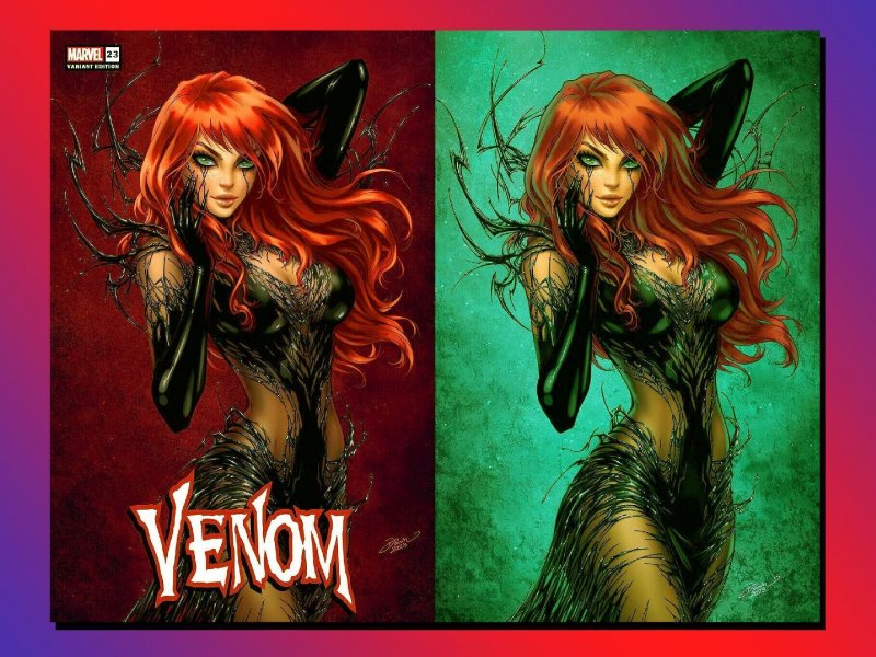 VENOM #23 KEY 1st Venom Black Widow! Dawn McTeigue Exclusive 2Pk Virgin Variant