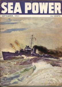 Sea Power 9/1943-McClelland Barclay cover art-war pix &info-rare-VG