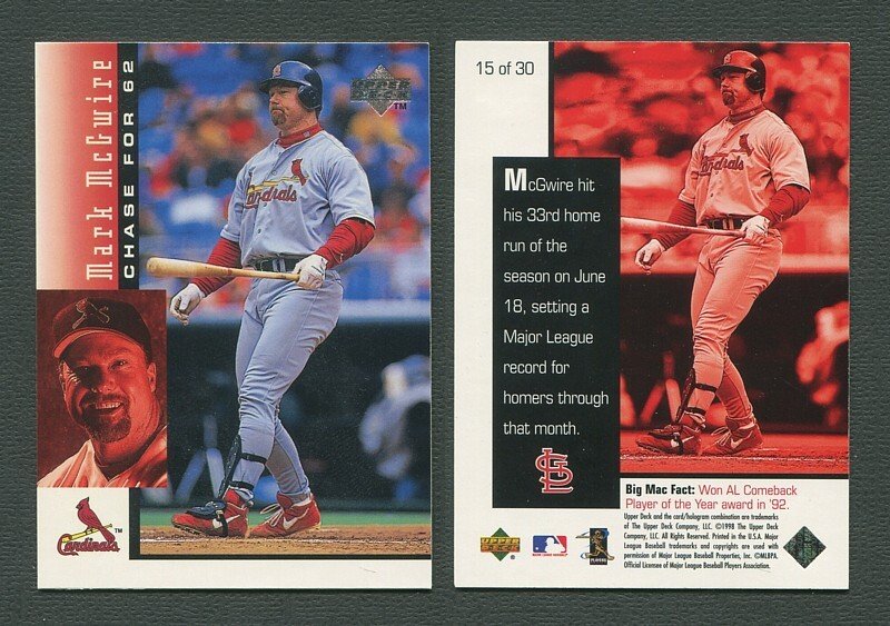 1998 Upperdeck Mark McGwire HR Commemorative Card / MINT