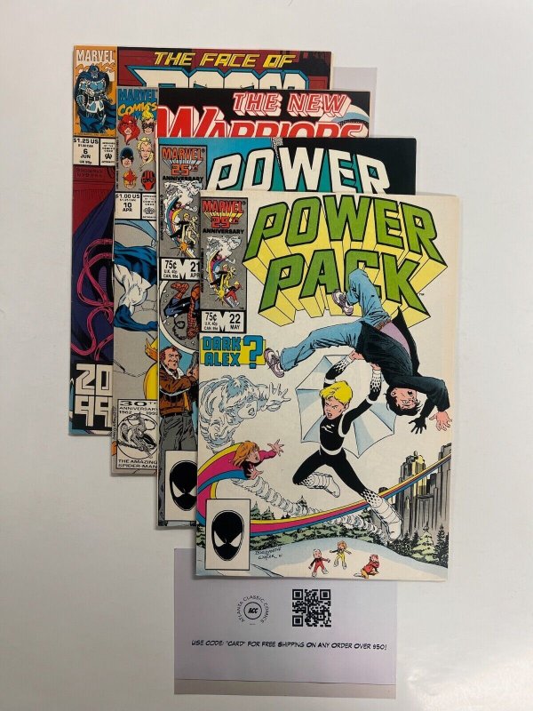 4 Marvel Comics Power Pack # 21 22+The New Warriors # 10+Doom 2099 # 6 80 JS30