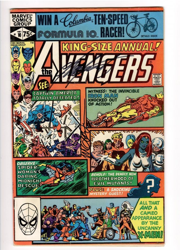 AVENGERS 10 SIGNED F/VF 1st APPEARANCE ROGUE