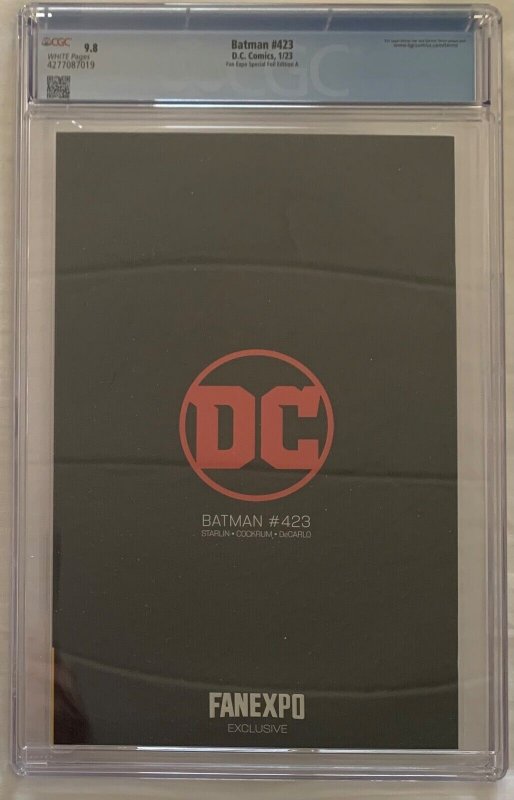 (2023) BATMAN #423 Fan Expo Todd McFarlane Virgin Foil Variant A Cover CGC 9.8