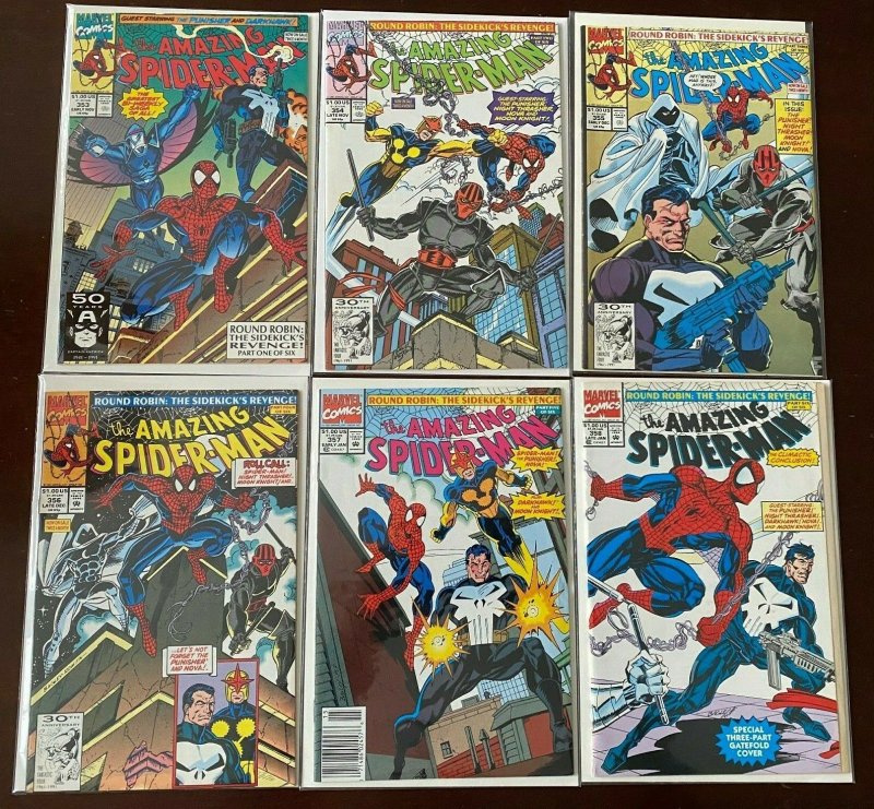 Punisher appearances in Spider-Man lot #353-358 Marvel 6 pieces 8.0 VF (1991+92) 