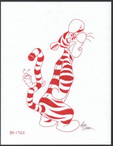 Winnie-the-Pooh Disney Red Ink Drawing Concept Tigger Caterpillar by Mike Royer