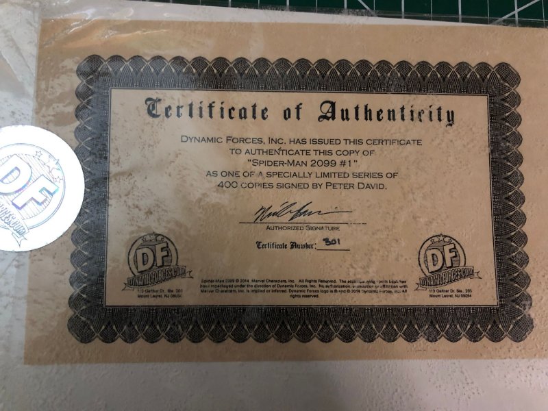 Spider-Man 2099 #1 (2014) Signed by Peter David.  Dynamic Forces sealed bag.