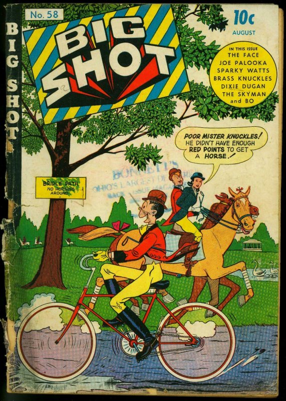 Big Shot #58 1945- bicycle cover- Charlie Chan- Sky Man- Palooka FAIR