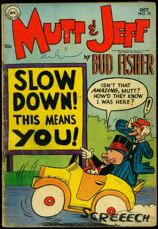 Mutt & Jeff #74 1954- Bud Fisher- Congo Bill #2 ad- DC Comics G