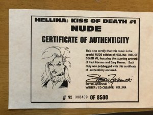 Hellina #1 Lot of 3 Kiss of Death Hell’s Angel Hellborn (1995-97) 2 Nude w/ COA