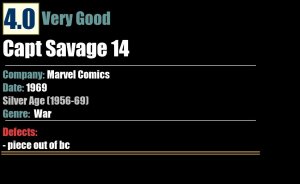 Capt Savage 14 (1969) VG 4.0 Silver Age Marvel Comics