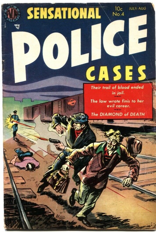 SENSATIONAL POLICE CASES #4-1954-PRISON BREAK-SPANKING & GIRL FIGHT PANELS-AVON