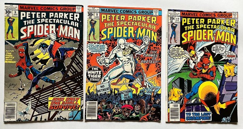 Peter SpiderMan Comic Lot #5, 6, 7, 8, 9 KEY, 17, 40, 44, 45/1st App White Tiger