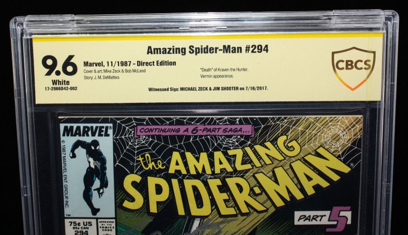 Amazing Spider-Man #294 (CBCS 9.6) Signed by Mike Zeck & Jim Shooter - 1987