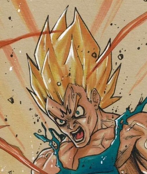 Vegeta Original Art by Sergio Dávila – Dragon Ball Z A4 Full Color Signed