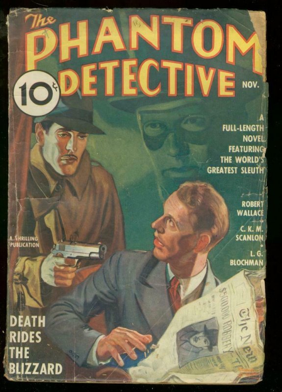 PHANTOM DETECTIVE NOV 1936 DEATH RIDES THE BLIZZARD G- 