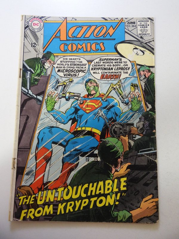 Action Comics #364 (1968) GD/VG Condition centerfold detached at one staple