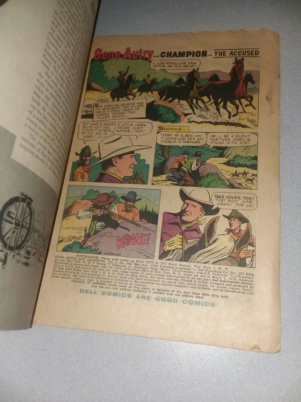 Gene Autry Comics #108 dell 1956 And Champion photo cover silver age western