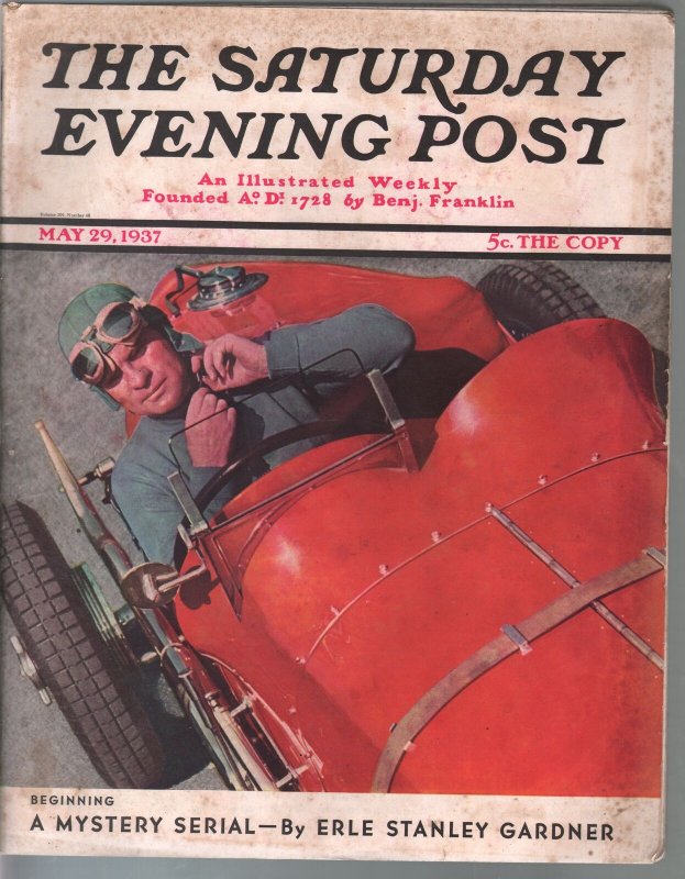 Saturday Evening Post 5/29/1937-Erle Stanley Gardner-Perry Mason-pulp fiction-VG