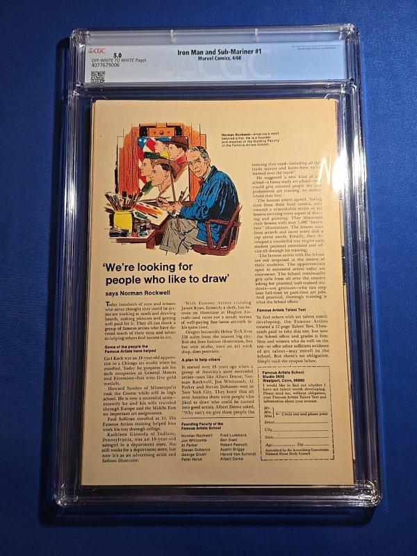 Iron Man and Sub-Mariner #1 CGC 5.0 1968
