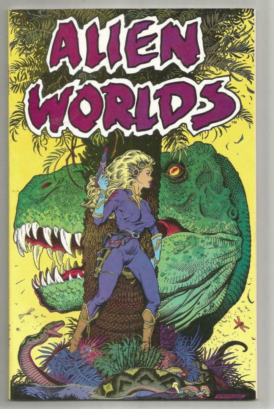 ALIEN WORLDS #1, NM-, Stout, T-rex, Dinosaur, 1988 Eclipse Comics
