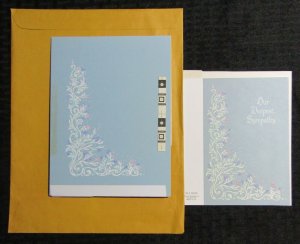 DEEPEST SYMPATHY White Flower Border 6x8 Greeting Card Art #S12040 w/ 4 Cards