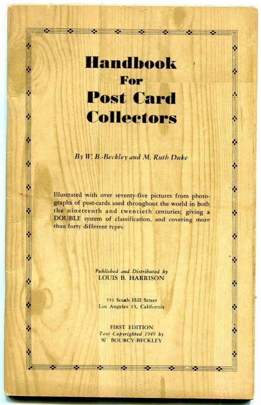 Handbook for Post Card Collectors 1949- Beckley & Duke rare