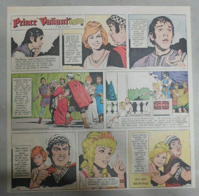 Prince Valiant Sunday by Hal Foster from 1/2/1972 2/3 Full Page Size ! 