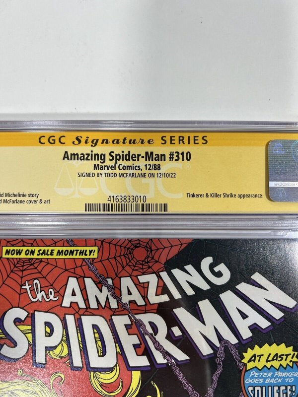 Amazing Spider-Man 310 CGC 9.4 Signature Series SS Signed Todd McFarlane 10 1988