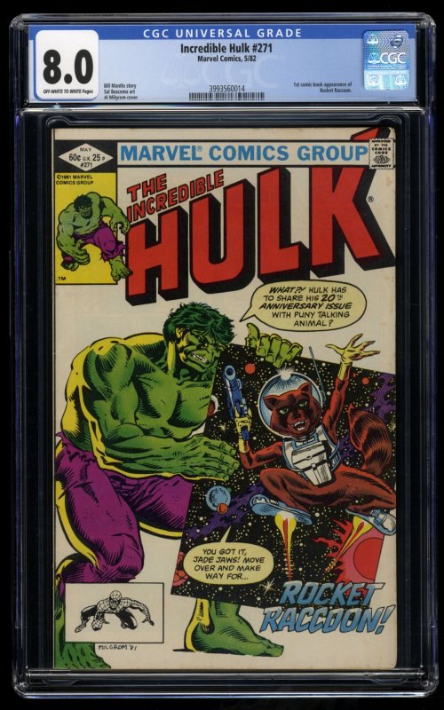 Incredible Hulk #271 CGC VF 8.0 Off White to White 1st Rocket Raccoon!