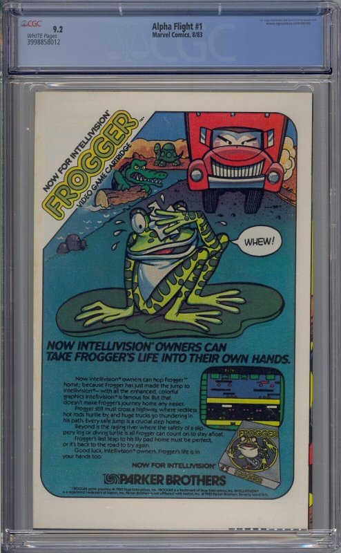 ALPHA FLIGHT #1 CGC 9.2 1ST PUCK & MARRINA WHITE PAGES 8012 