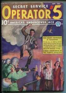 OPERATOR #5 9/1937-POPULAR-ARMY WITHOUT A COUNTRY-FILE COPY-PARACHUTE-vf minus