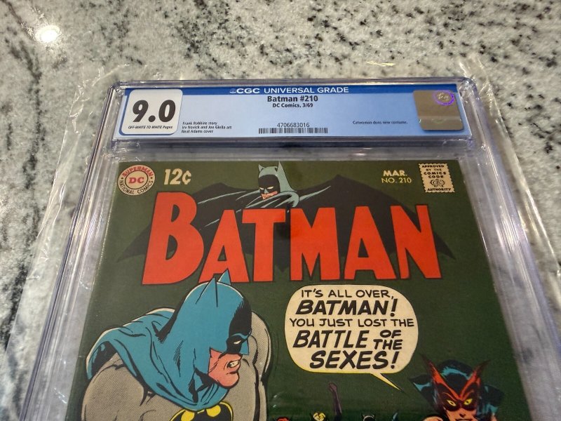 Batman # 210 CGC Graded 9.0 DC Comic Book Neal Adams Cover 1969 Catwoman JH28