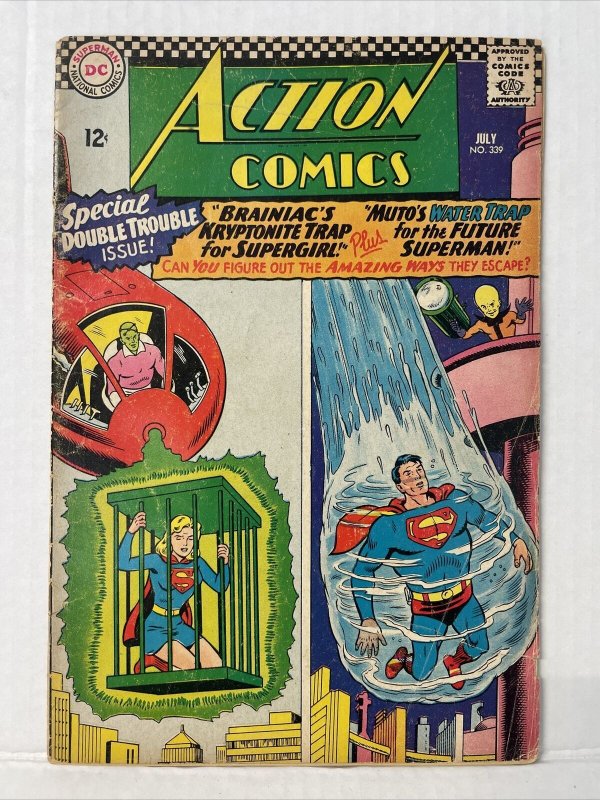 Action Comics #339 CENTERFOLD DETACHED TOP STAPLE