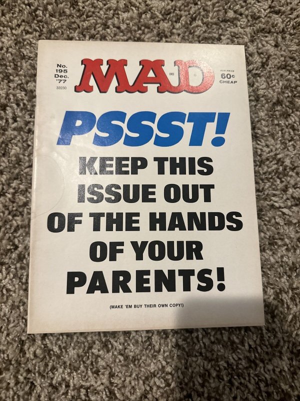 Mad Magazine December 1977 No. 195 Keep This Issue Out  No Label