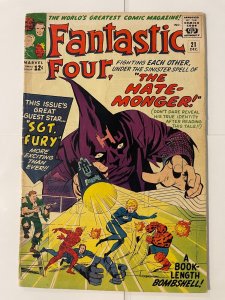 Fantastic Four # 21 FN Marvel Comic Book Human Torch Thing Dr. Doom Fury 7 LD2