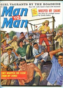 MAN TO MAN-SEPT 1963-BARBED WIRE CAGE-CHEESECAKE-TERROR-TORTURE-vg+