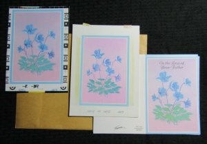 LOSS OF MOTHER / FATHER Blue Flowers 6x8.5 Greeting Card Art #1209 w/ 7 Cards