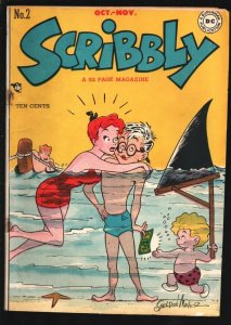 Scribbly Comics #2 1948-DC--Sheldon Mayer art & humor-Shark pranks cover-Rust...