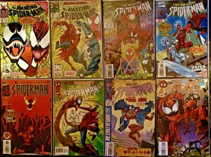 AMAZING SPIDER-MAN #430,363,403,378,WEB OF#119,P.PKER #13 CARNAGE 8 PACK ALL NM 